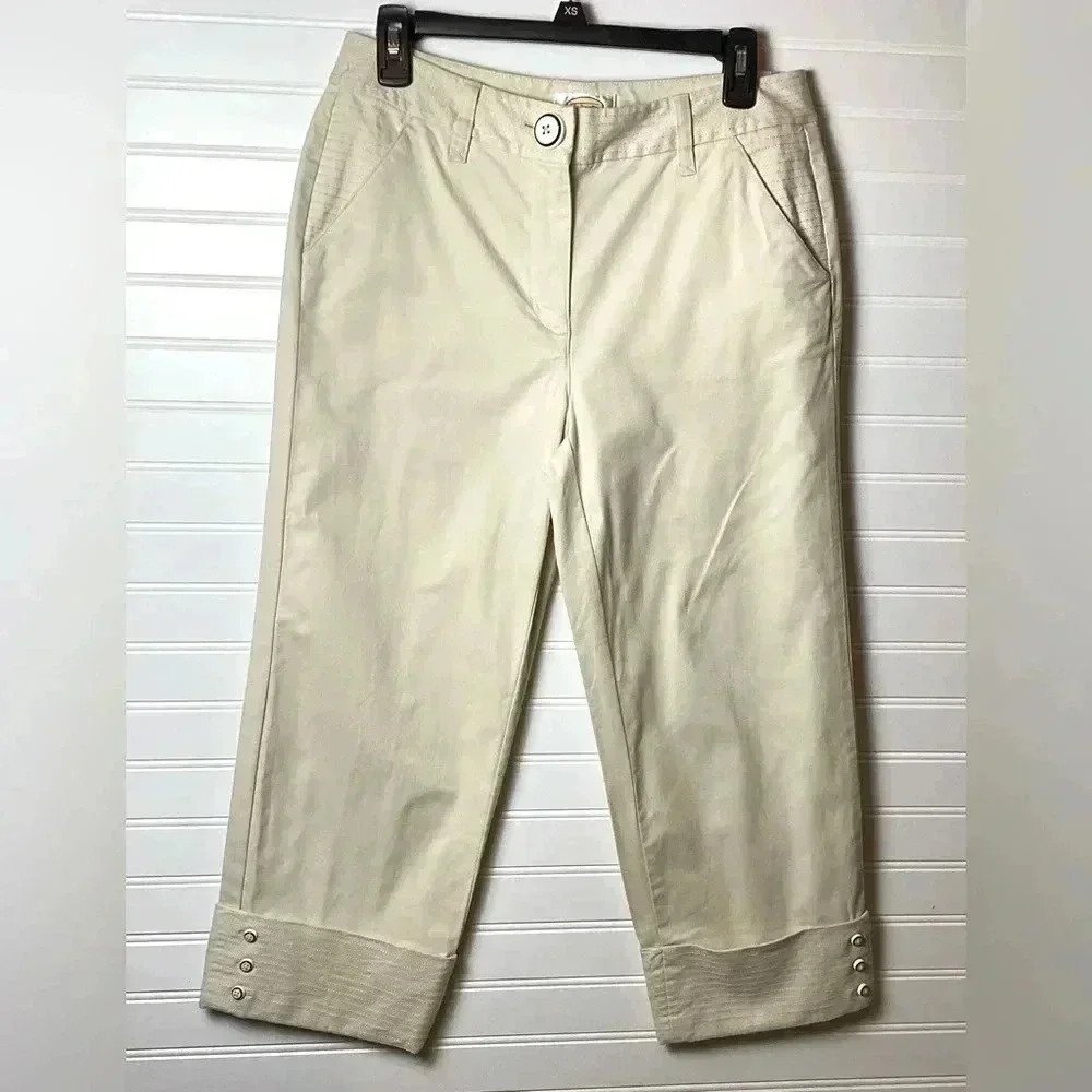 Talbots Creamy Khaki Capri Pants Stretchy Size 6 Cotton